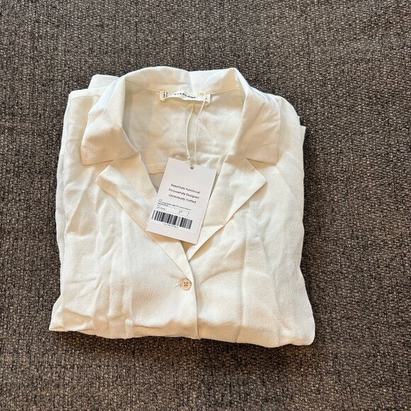 Everlane The Notch Shirt in Washable Silk Off-White - Picture 1 of 3